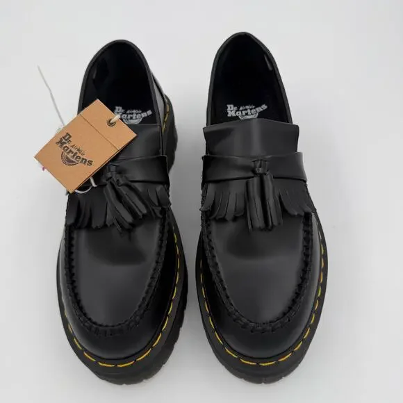 Dr. Martens Unisex Adrian Quad Black Leather Platform Loafers - Size 10 Men's - Picture 4 of 16